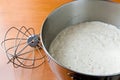 Texture of rising bread dough in a mixing bowl. Royalty Free Stock Photo