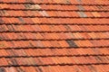 The texture of the roof. Background of old red ceramic tiles. Royalty Free Stock Photo