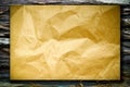 Texture of rough crumpled paper on wood board Royalty Free Stock Photo