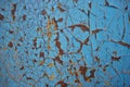 Texture of rusty iron with blue background. The metal surface rusted spots.old metal iron rust background and texture in Royalty Free Stock Photo