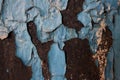 Texture of rusty iron with blue background. The metal surface rusted spots.old metal iron rust background and texture in Royalty Free Stock Photo