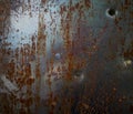 Texture of rusty metal with bullet holes Royalty Free Stock Photo