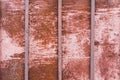 Texture rusty metal with three vertical square rods, abstract background Royalty Free Stock Photo