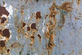 Texture rusty metal wall with peeling paint. Abstract. Royalty Free Stock Photo