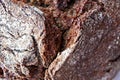 Texture of rye dark bread or cupcake close up with selective focus, abstract background Royalty Free Stock Photo