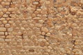 Texture of sandstone bricks, old. The wall on the excavation of stones limestone Royalty Free Stock Photo