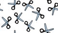Texture seamless pattern scissors on a white background for manicure, procedural scissors to remove cuticles, a set of manicurists