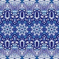 Texture seamless vector pattern arabesque from blue and white oriental tiles, ornaments doodle Royalty Free Stock Photo