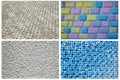 Texture Series - Blue Mosaic Tiles , bricks,many colours bricks, Textured Concrete. Royalty Free Stock Photo