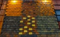 The texture of the shingles is close-up. Roofing material Royalty Free Stock Photo