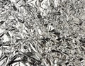 Texture of shiny crumpled piece of gray foil