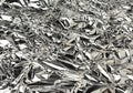 Texture of shiny crumpled piece of gray foil, packaging material for food and objects