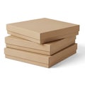Stack of Three Recycled Cardboard Boxes on a White Background Keywords: boxes, cardboard, recycled, stack, package, shipping, Royalty Free Stock Photo