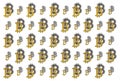 Texture of sign crypto currency of bitcoin on white background. Symbol BTC