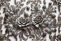 Texture of silver metal flower carved vintage background