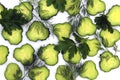 Texture of sliced cucumbers with parsley and dill Royalty Free Stock Photo