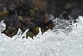 Texture of small stones covered with transparent ice large snow Royalty Free Stock Photo