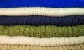 Texture. Stack of knittings. Colorful handmade knitwear Royalty Free Stock Photo