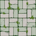 Texture of stone tiles, seamless background stone wall and grass. Vector illustration for user interface of the game