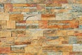 texture of a stone wall. Earth coloured slate stone background. Stone texture wall cladding for house wall.