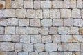 Texture of a stone wall from a large cobblestone shell closeup Royalty Free Stock Photo