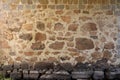 Texture of a stone wall with many big brown and grey stones armed with cement. Old castle stone wall texture background for Royalty Free Stock Photo