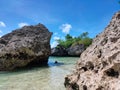 Rocks on Padang Padang beach Bali Indonesia Royalty Free Stock Photo