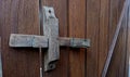 Texture of teak wood door, traditional door lock Royalty Free Stock Photo