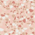 Texture terrazzo flooring. Pastel cream brown seamless mosaic pattern. Vector background.