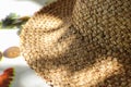 The texture of thatched wicker hat