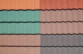 The texture of tiles for the roof of different colors Royalty Free Stock Photo