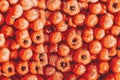 Texture of tomato, abstract red tomatoes at the market, top view Royalty Free Stock Photo