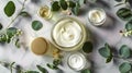 Texture and Treatment - Moisturizing care skincare face cream for healing complicated troubled skin type in an open jar with