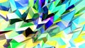 Texture of triangles deforming with the appearance of crystals with blue, green and yellow colors