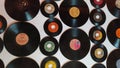 Texture of various vinyl records. Varios discos de vinilo