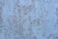 Texture of vintage rusty blue iron wall background with many layers of paint