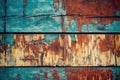 Texture of vintage wooden boards with cracked yellow and blue paint