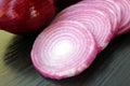 Texture violet sliced rings juicy onion fresh harvest Royalty Free Stock Photo