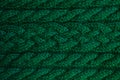 Texture of warm green knitted winter clothes.