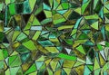 Texture watercolor green,  stained glass, broken glass, shards, pixels, mosaic, sunset bright abstract background print art design Royalty Free Stock Photo