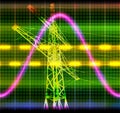 Texture wave oscilloscope power line tower symbol Royalty Free Stock Photo