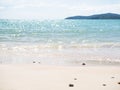 Texture Wave Water Blue Sea and Blue Sky at Coast on Sand Beach Royalty Free Stock Photo