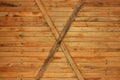 The texture of weathered wooden wall. Texture of an old fence of horizontal orange wooden planks with cross-board