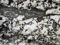 Stone texture on rock near seashore