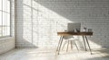 texture white brick wall desk Royalty Free Stock Photo