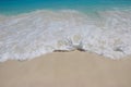 Texture of white sand with crystal clear water. Sea wave on beach at Tachai Island of Southern Thailand Royalty Free Stock Photo