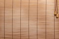 Texture wood blinds stitched rope. Identical strips of wood, thin Royalty Free Stock Photo