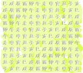 Texture with zodiac Chinese ideograms background Royalty Free Stock Photo