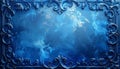 Ornate blue border with textured abstract background Royalty Free Stock Photo