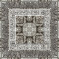 Textured abstract grunge vector seamless pattern. Greek square frames background. Repeat rough stone style backdrop